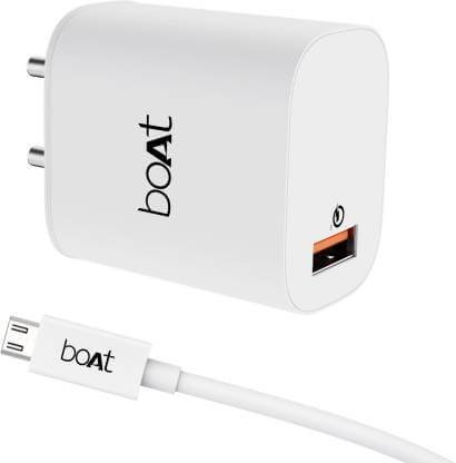 boAt WCD QC3.0 18W (With Micro USB Cable) 18 W 3 A Mobile Charger with Detachable Cable  (White, Cable Included)